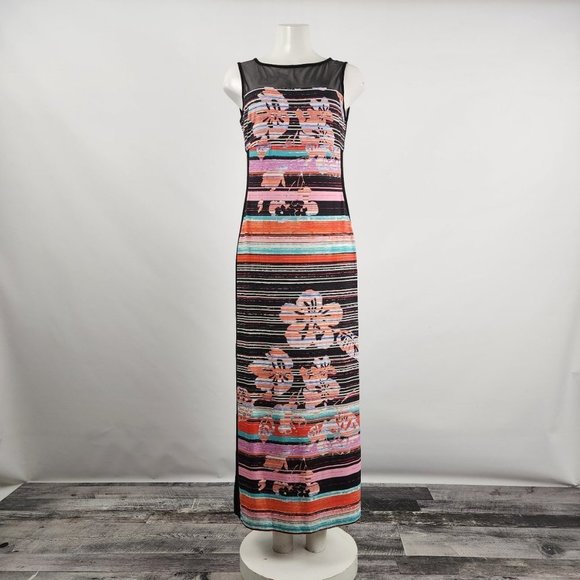 JOSEPH Ribkoff Pink & Black Stripped Maxi Dress Size M - Picture 12 of 16